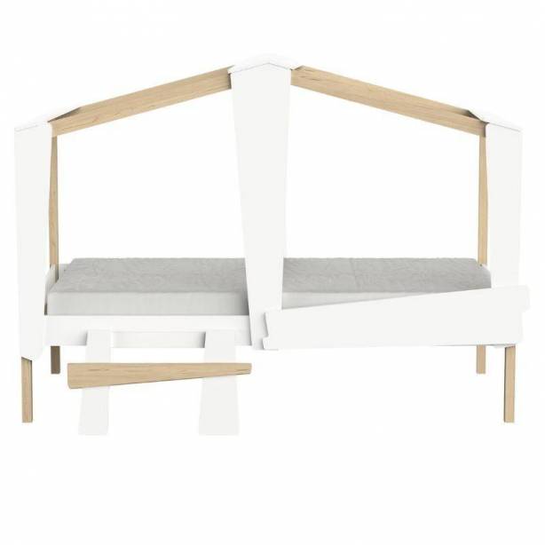 Cama infantil Melamina Blanco - Madera claro 212x152x97