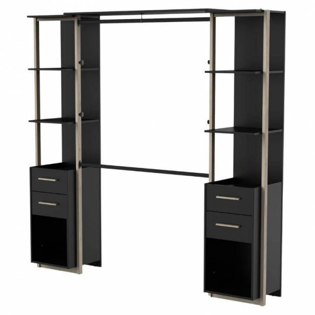 Vestidor Melamina Madera claro - Negro 210x204x42