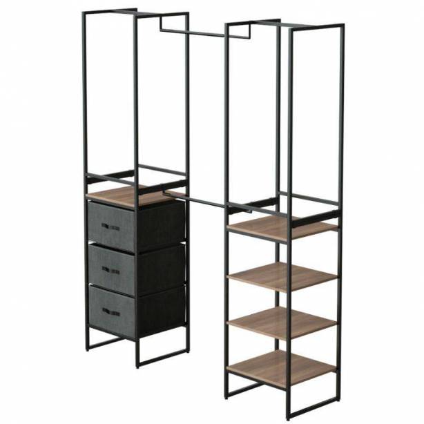 Vestidor Madera - Metal Negro 180x198x47