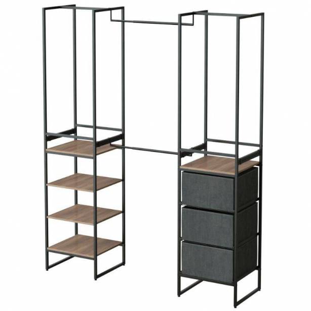 Vestidor Madera - Metal Negro 180x198x47