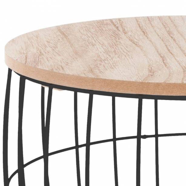 Mesa de centro Melamina - Metal Madera claro - Negro