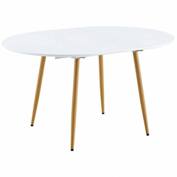 Mesa comedor extensible Melamina - Metal Blanco - Madera claro 100x75x100