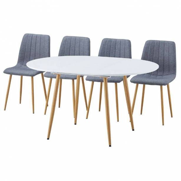 Mesa comedor extensible Melamina - Metal Blanco - Madera claro 100x75x100