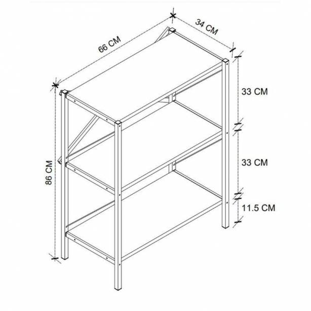 Estantería Melamina - Metal Madera claro - Negro 66x85x34