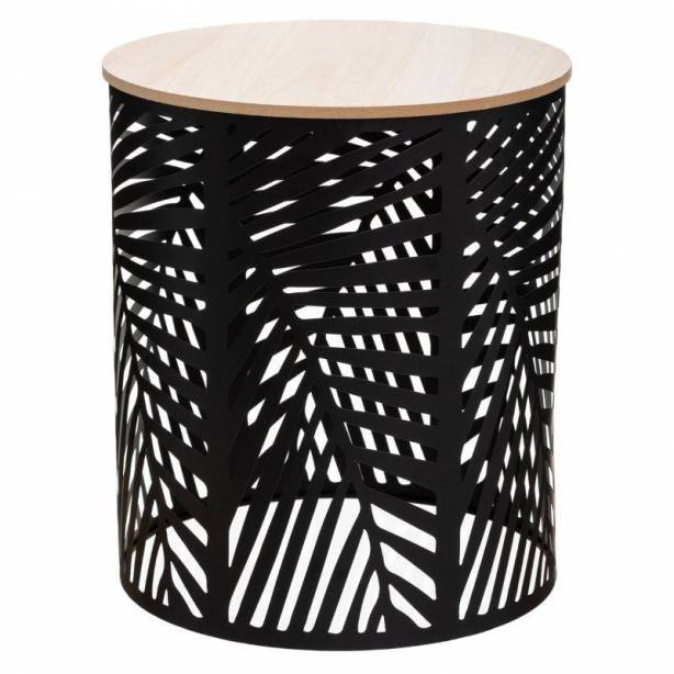 Mesa de centro Melamina - Metal Negro - Madera Claro