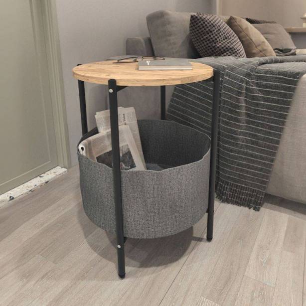 Mesa de centro Melamina - Metal Madera claro - Gris 43x60x43