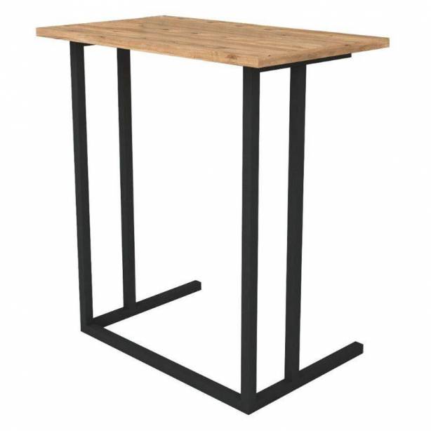 Mesa de centro Melamina - Metal Negro - Madera Claro 60x65x36