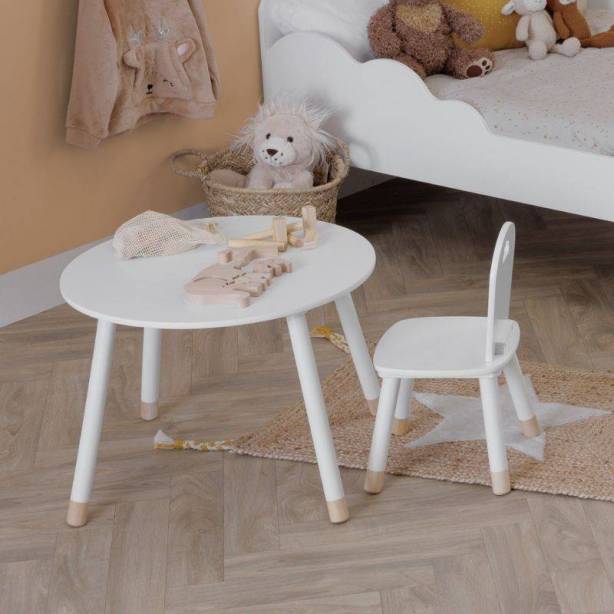 Mesa infantil Melamina - Madera Blanco - Madera claro 60x44x60