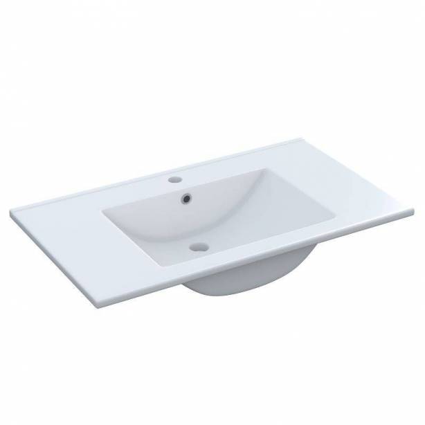 Mueble baño con lavabo Melamina Gris - Madera Claro 80x80x45