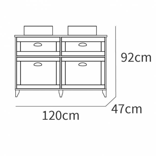 Mueble baño con lavabo Melamina Blanco - Madera claro 120x92x47