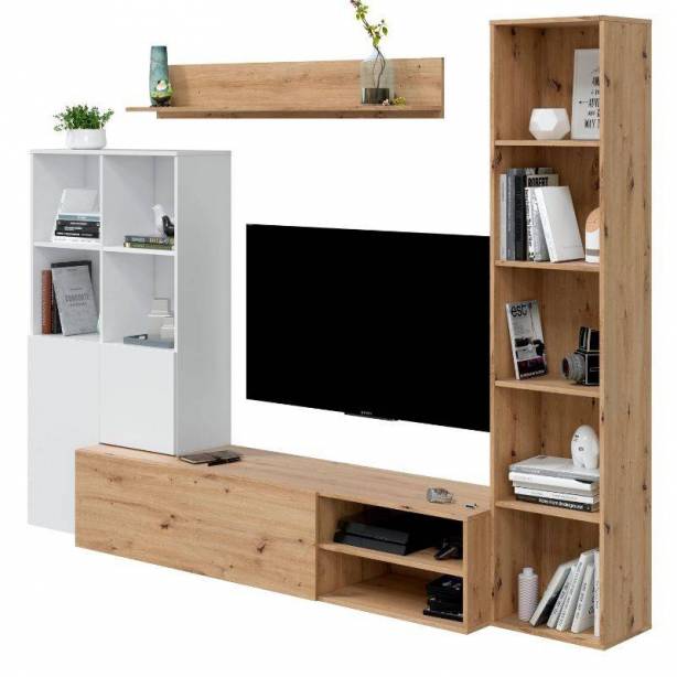 Pack muebles Salón Melamina Blanco - Madera claro