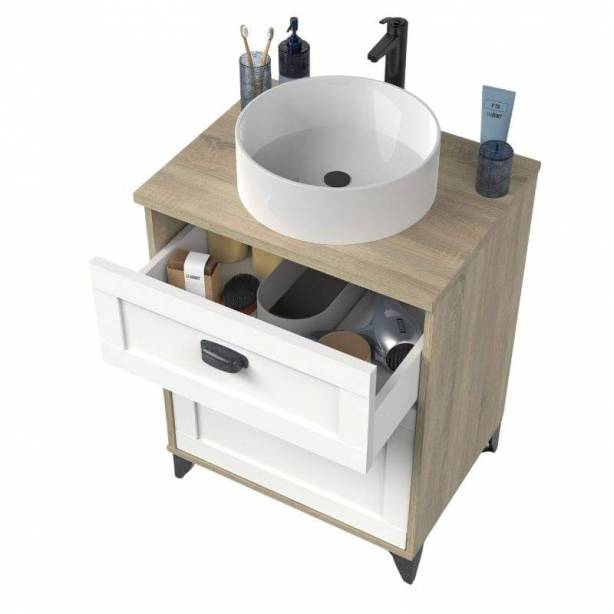 Mueble baño con lavabo Melamina y Madera 30x135x30