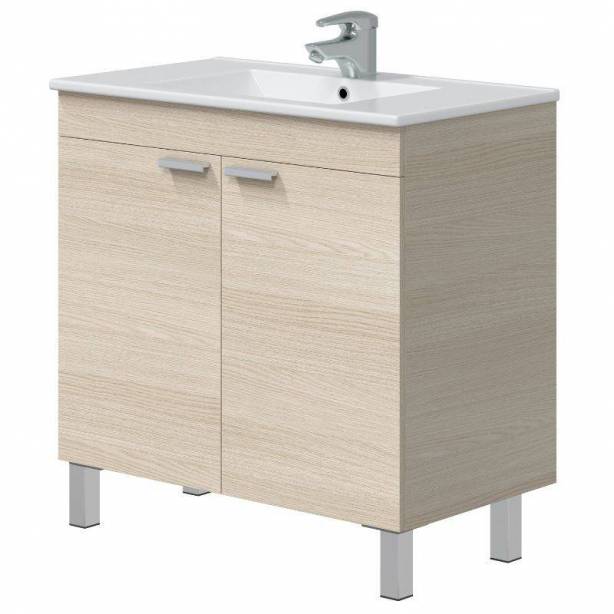 Mueble baño con lavabo Melamina Madera claro 80x80x45