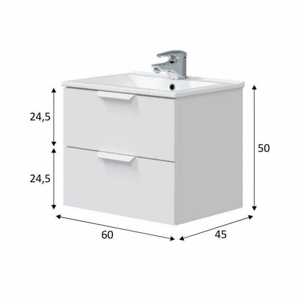 Mueble baño con lavabo Melamina Blanco 60x50x45