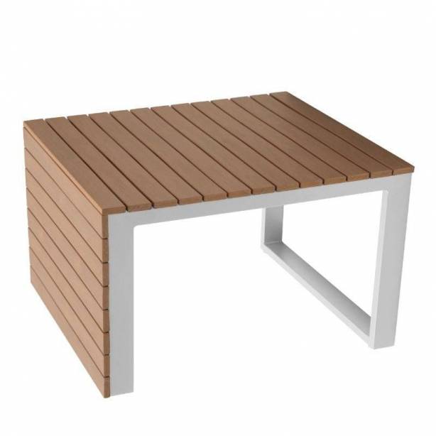 Conjunto 2 sofás 1 rinconero y mesa de centro exterior Aluminio Blanco - Marrón