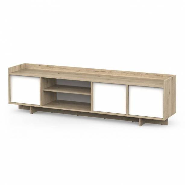 Mueble TV Melamina Blanco - Madera claro 180x44x45