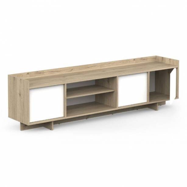 Mueble TV Melamina Blanco - Madera claro 180x44x45