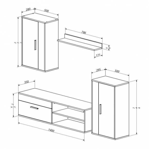 Pack muebles Salón Melamina Blanco - Negro