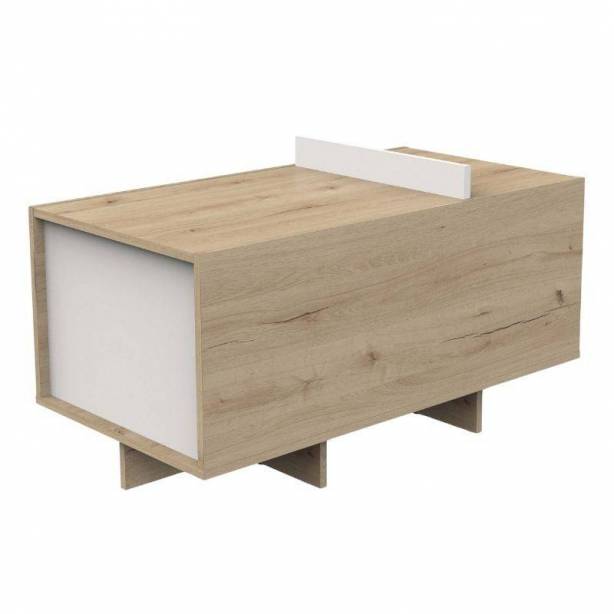 Mesa de centro Melamina Blanco - Madera claro 90x49x50