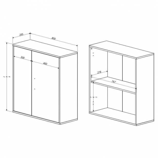 Aparador Melamina Blanco - Madera claro 80x84x30