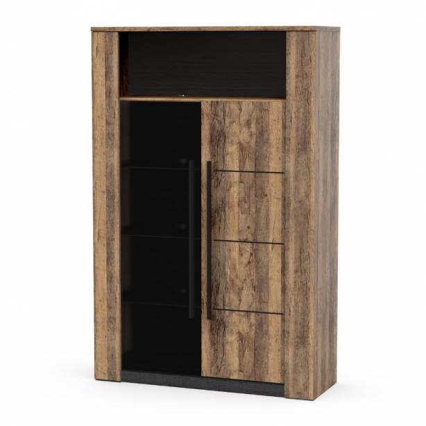 Pack muebles Salón Melamina Negro - Madera oscuro