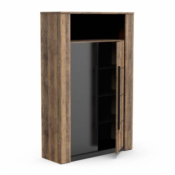 Pack muebles Salón Melamina Negro - Madera oscuro