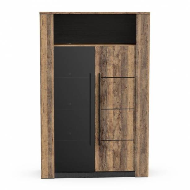 Pack muebles Salón Melamina Negro - Madera oscuro