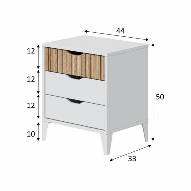 Dormitorio matrimonio Melamina Blanco - Madera claro