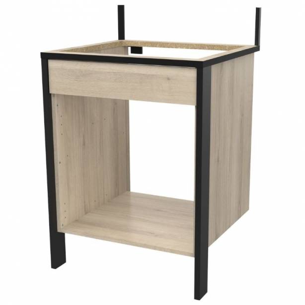 Cocina modular completa Melamina Negro - Madera Claro 280x35