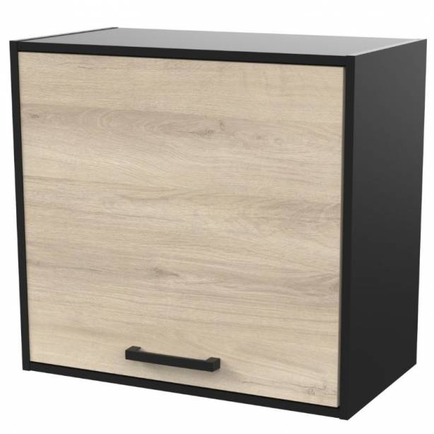 Cocina modular completa Melamina Negro - Madera Claro 280x35