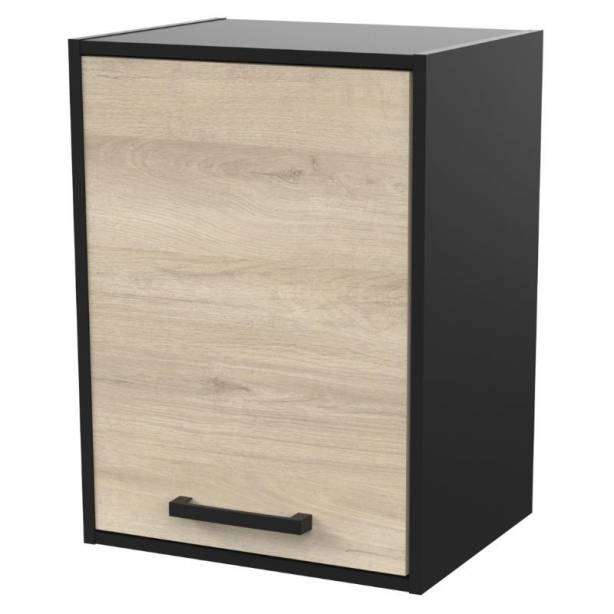 Cocina modular completa Melamina Negro - Madera Claro 280x35