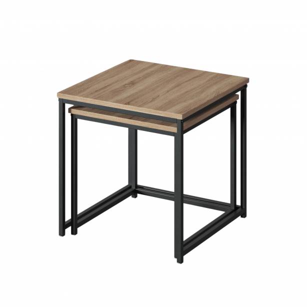 Mesa de centro Acero Negro - Madera Claro 45x45x45