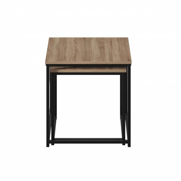 Mesa de centro Acero Negro - Madera Claro 45x45x45