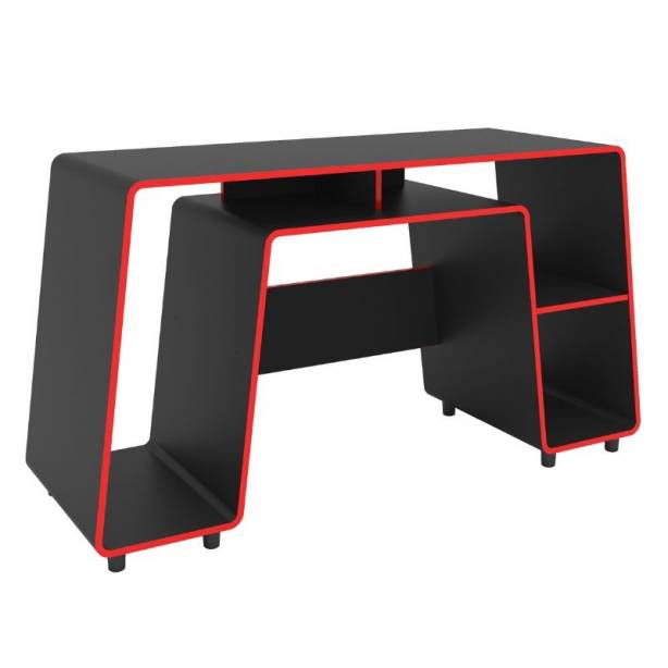 Mesa Gamer Melamina Negro - Rojo 150x83x53