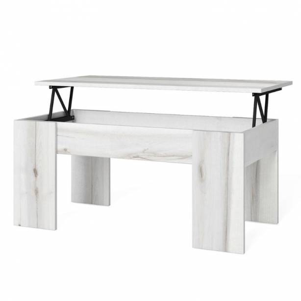 Mesa de centro elevable Melamina Blanco 100x45x50