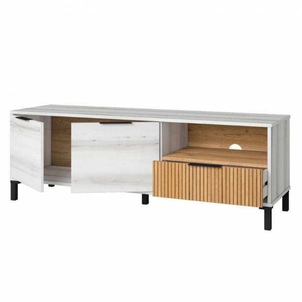 Mueble TV Melamina Blanco - Madera claro 136 x48x40