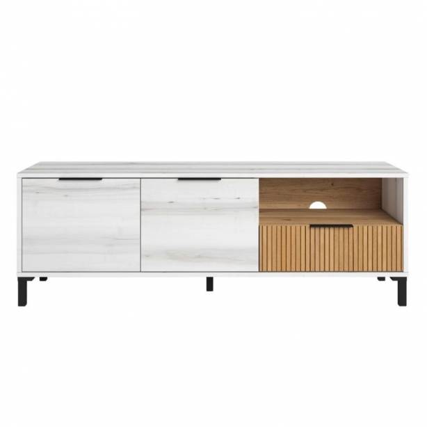 Mueble TV Melamina Blanco - Madera claro 136 x48x40