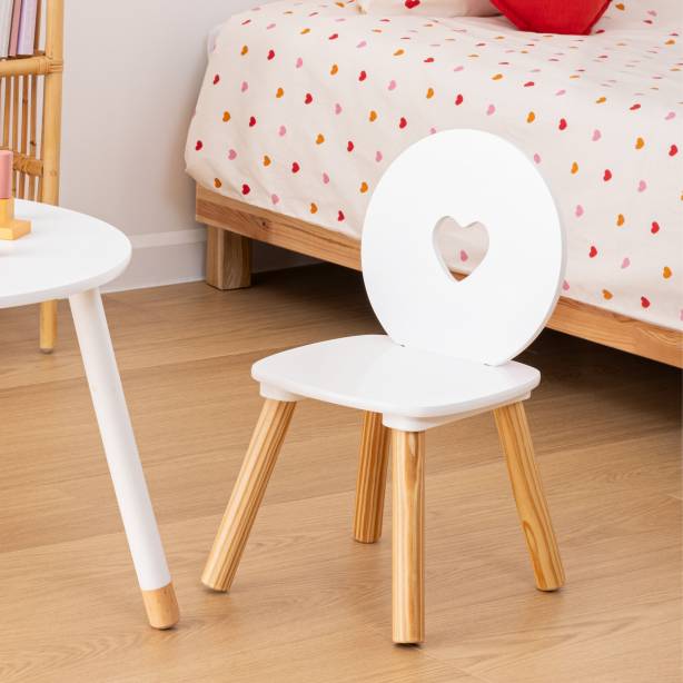 Silla infantil Melamina y Madera Blanco - Madera claro 30x52x30