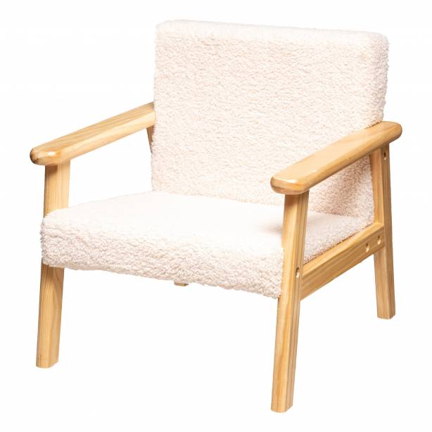 Silla infantil Madera y Tela Beige 43x46x43