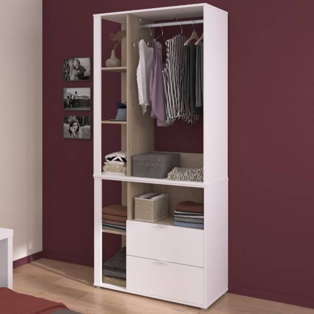 Vestidor Melamina Blanco - Madera claro 92x206x40