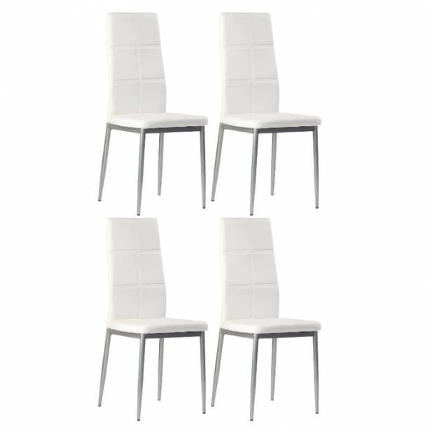 Silla Polipiel - Metal Blanco - Gris 42x98x47