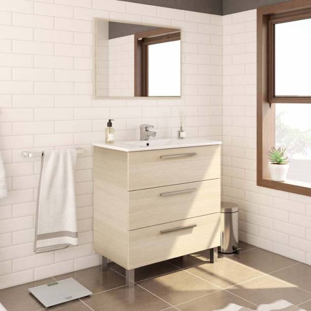 Mueble baño con lavabo Melamina Madera claro 80x86x45