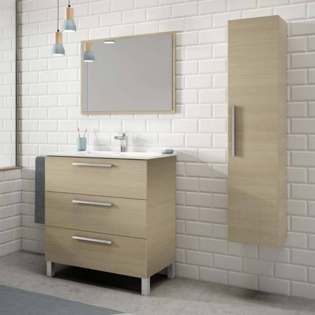 Mueble baño con lavabo Melamina Madera claro 80x86x45