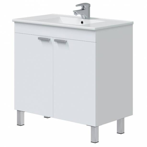 Mueble baño con lavabo Melamina Blanco 80x80x45