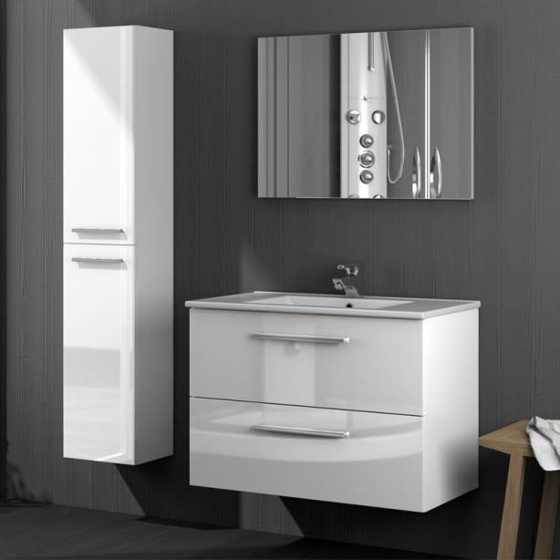 Mueble baño con lavabo Melamina Blanco 80x57x45