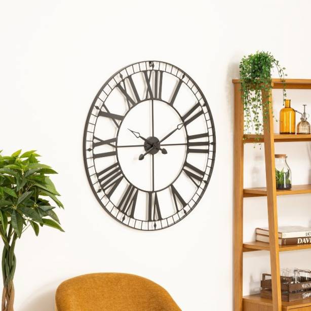 Reloj de pared negro 88 cm