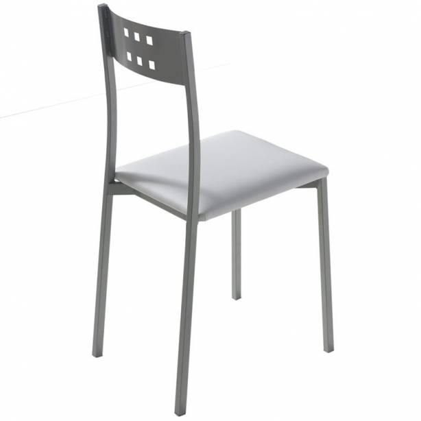 Silla cocina Polipiel - Metal Blanco 41x86x47