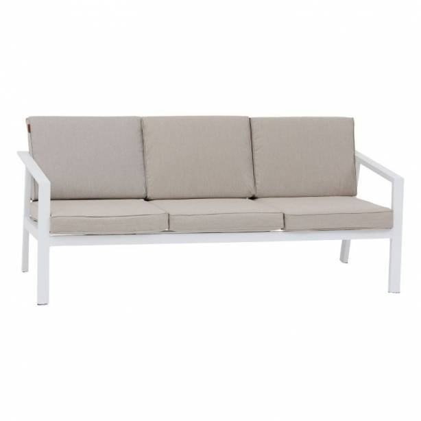 Conjunto 1 Sofá 2 Sillones y mesa de centro exterior Aluminio Blanco