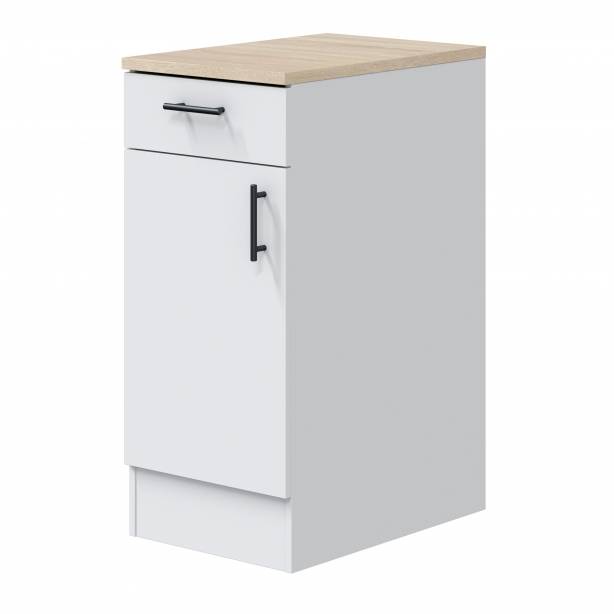 Módulo de cocina Melamina Blanco - Madera claro 40x90x60